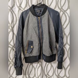 J Crew Stylish Gray and Black Bomber Jacket